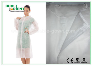 Economical SMS/Non-Woven Disposable Lab Coats With Knitted Collar And Velcro