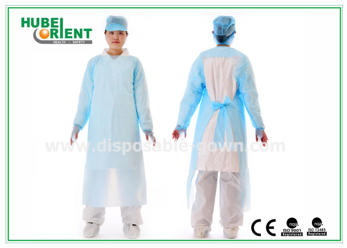 CE Standard Plastic Disposable Protective Gown/Blue CPE Surgical Gown For Hospital/Factory